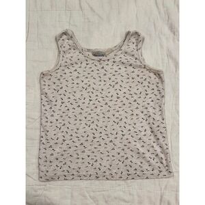 Basic Editions Vintage 90s Floral Tank Top Medium Oatmeal Heather Ditsy Print